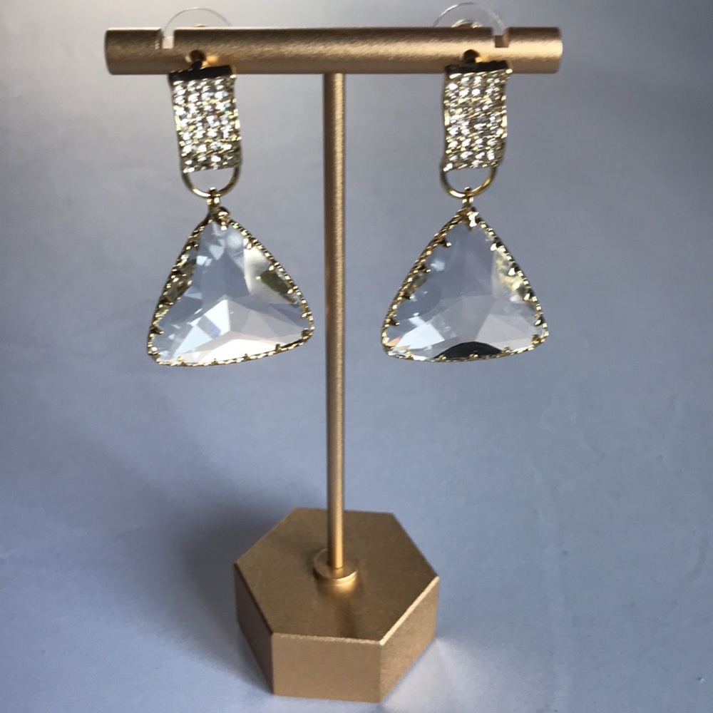 New! Clear Crystal Drop Statement Earrings - Picture 5 of 13